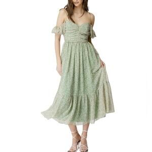 NWT BARDOT Fauna Floral Print Summer Midi Dress Green Size XL (10 US)